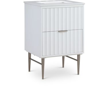 24-Inch Modernist Bathroom Vanity In White/Brushed Chrome