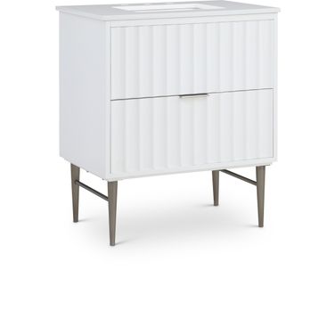 30-Inch Modernist Bathroom Vanity In White/Brushed Chrome