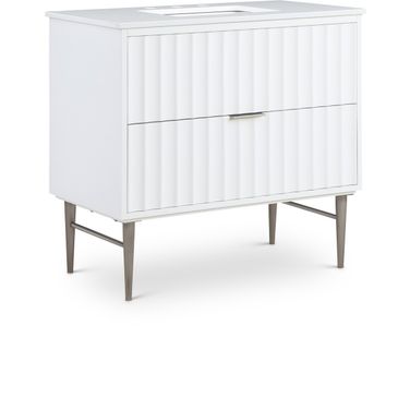 36-Inch Modernist Bathroom Vanity In White/Brushed Chrome
