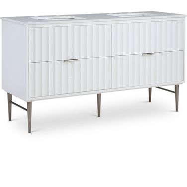 60-Inch Modernist Bathroom Vanity In White/Brushed Chrome