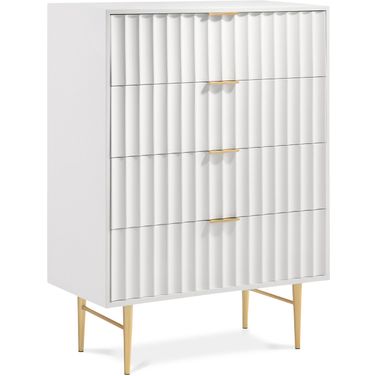 Modernist Gloss Chest In White/Brushed Gold