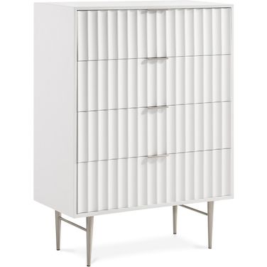 Modernist Gloss Chest In White/Brushed Chrome
