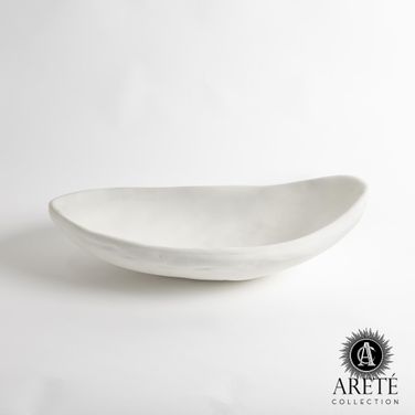 Modernist Low Bowl In White Plaster