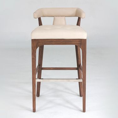 Moderno Marble Leather Barstool In Ivory