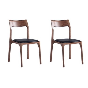 Moderno Stackable Dining Chair Set of 2 In Walnut and Black