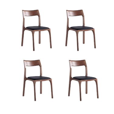 Moderno Stackable Dining Chair Set of 4 In Walnut and Black