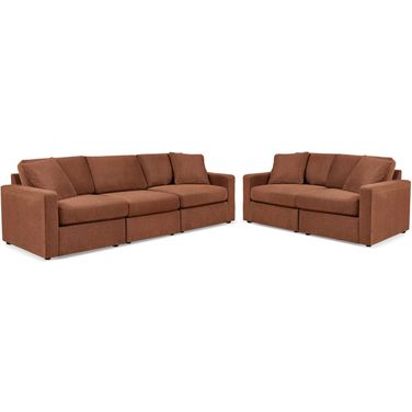 Modmax 3-Piece Sectional Sofa and 2-Piece Sectional Loveseat In Spice