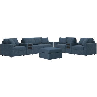 Modmax 4-Piece Sectional Sofa with 3-Piece Sectional Loveseat and Ottoman In Ink