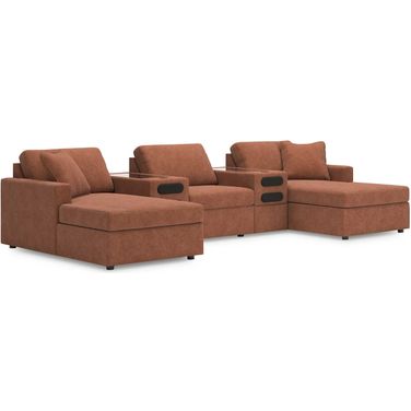 Modmax 5-Piece Double Chaise with Audio Consoles In Spice