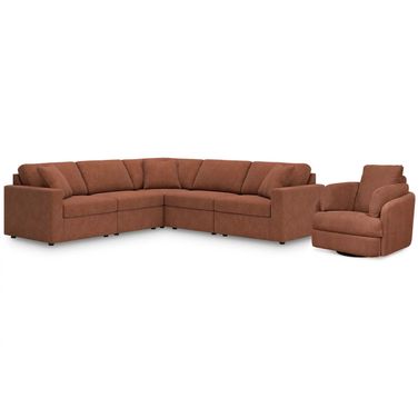 Modmax 5-Piece Sectional and Swivel Glider Recliner In Spice