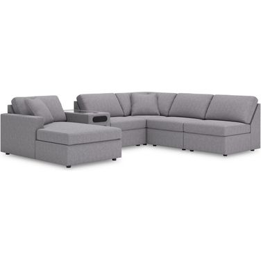 Modmax 6-Piece LAF Sectional with Audio Console and Chaise In Granite