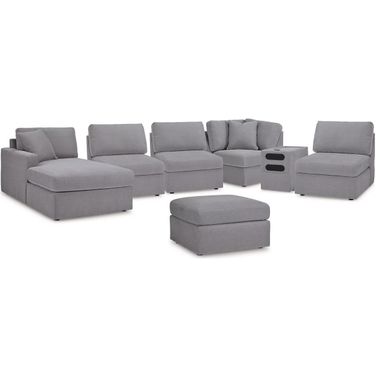 Modmax 6-Piece LAF Sectional with Console and Ottoman In Granite