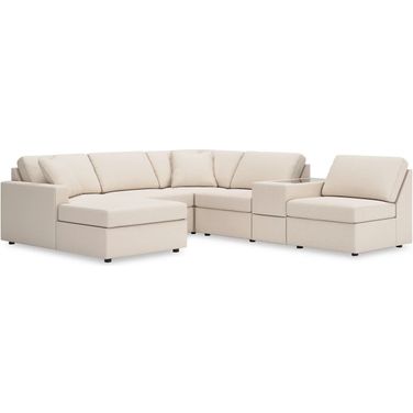 Modmax 6-Piece LAF Sectional with Storage Console In Oyster