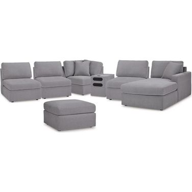 Modmax 6-Piece RAF Sectional with Audio Console and Ottoman In Granite