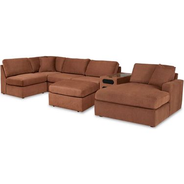 Modmax 6-Piece RAF Sectional with Audio Console and Ottoman In Spice