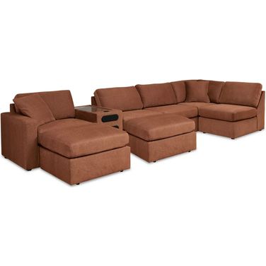 Modmax 6-Piece Sectional and 2 Ottomans In Spice