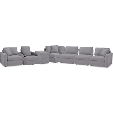 Modmax 6-Piece Sectional and Swivel Glider Recliner In Granite