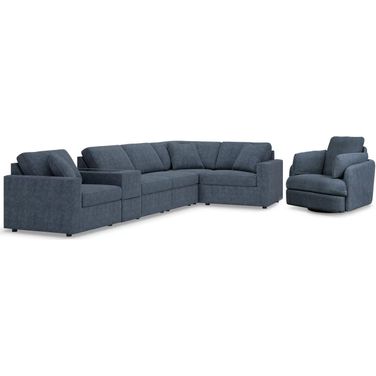 Modmax 6-Piece Sectional and Swivel Glider Recliner In Ink