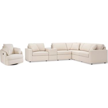 Modmax 6-Piece Sectional and Swivel Glider Recliner In Oyster