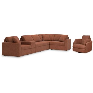 Modmax 6-Piece Sectional and Swivel Glider Recliner In Spice