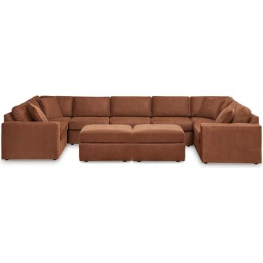 Modmax 7-Piece Sectional and 2 Ottomans In Spice