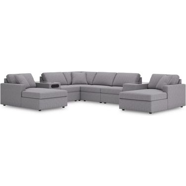 Modmax 8-Piece LAF Sectional with 2 Console In Granite