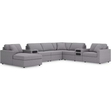 Modmax 8-Piece LAF Sectional with Audio System and Chaise In Granite