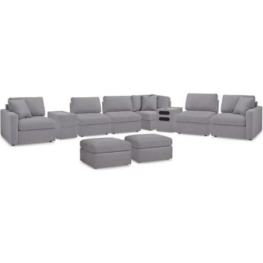 Modmax 8-Piece Sectional and 2 Ottomans In Granite