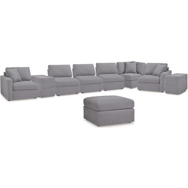Modmax 8-Piece Sectional and Ottoman In Granite