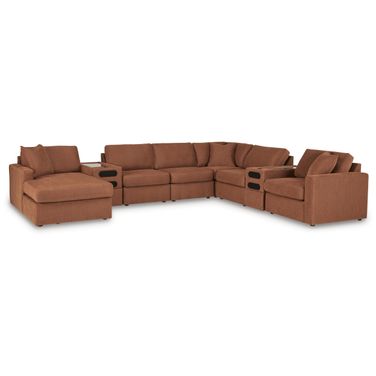 Modmax 8-Piece Sectional with LAF Storage Chaise and Audio Consoles In Spice