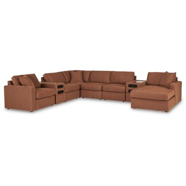 Modmax 8-Piece Sectional with RAF Storage Chaise and Audio Consoles In Spice