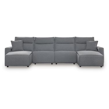 ModMax II 4-Piece Reclining Sectional with Double Chaise In Salt & Pepper