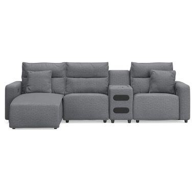 ModMax II 4-Piece Reclining Sectional with LAF Chaise and Audio Console In Salt & Pepper