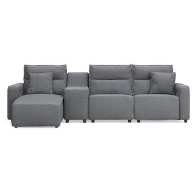 ModMax II 4-Piece Reclining Sectional with LAF Chaise and Console In Salt & Pepper