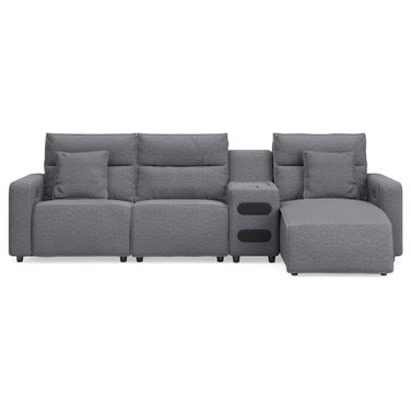ModMax II 4-Piece Reclining Sectional with RAF Chaise and Audio Console In Salt & Pepper