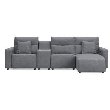 ModMax II 4-Piece Reclining Sectional with RAF Chaise and Console In Salt & Pepper
