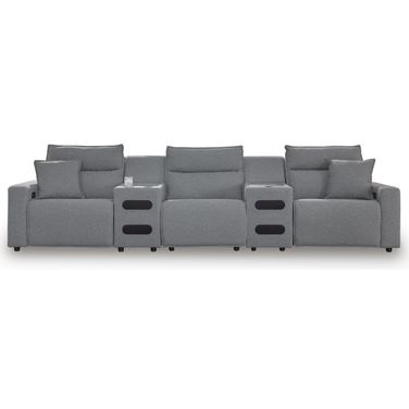 ModMax II 5-Piece Reclining Sectional with Audio Consoles In Salt & Pepper