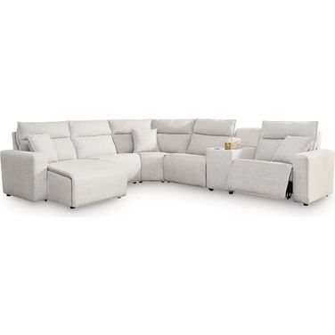 ModMax II 6-Piece Power Reclining Sectional with LAF Chaise and Console In Stone