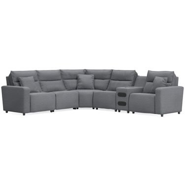 ModMax II 6-Piece Reclining Sectional with Audio Console In Salt & Pepper