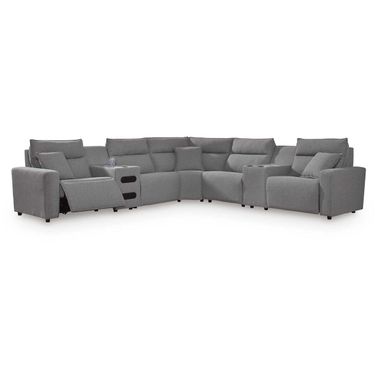 Modmax II 7-Piece Power Reclining Sectional with Audio Consoles In Salt and Pepper