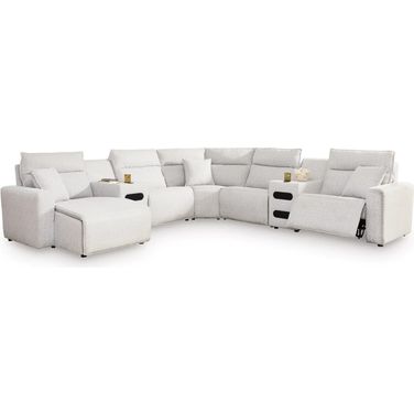 ModMax II 7-Piece Power Reclining Sectional with LAF Chaise and Audio Consoles In Stone