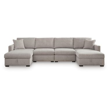 Modmax Luxe 4-Piece Double Storage Chaise Sectional In Flint