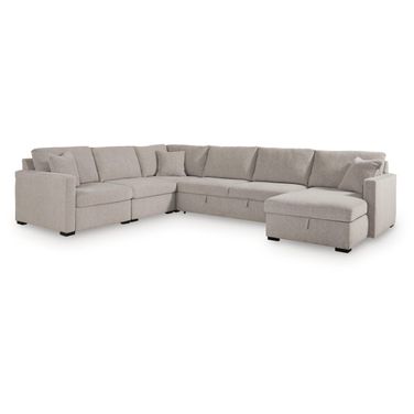 Modmax Luxe 5-Piece Sectional with RAF Storage Chaise and Pop Up Sleeper In Flint