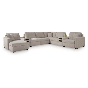 Modmax Luxe 8-Piece Sectional with LAF Chaise and Audio Consoles In Flint