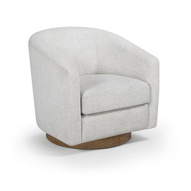 Modra Performance Fabric Upholstered Swivel Accent Chair In Cream