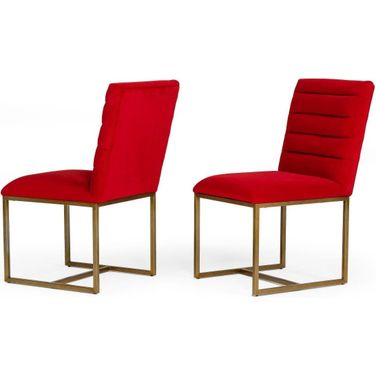 Modrest Barker Modern Burnt Orange And Brush Gold Dining Chair Set Of 2