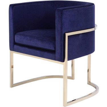 Modrest Betsy Modern Navy Blue Velvet And Gold Kids Chair