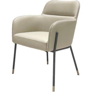 Modrest Brady Modern Black Metal And Greige Vegan Leather Dining Chair