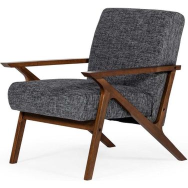Modrest Candea Mid-Century Walnut And Grey Accent Chair