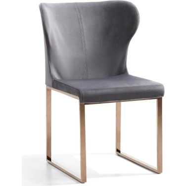 Modrest Chadwick Modern Grey Velvet And Rosegold Dining Chair
